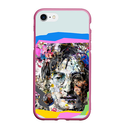 Чехол iPhone 7/8 матовый John Lennon: Abstraction / 3D-Малиновый – фото 1