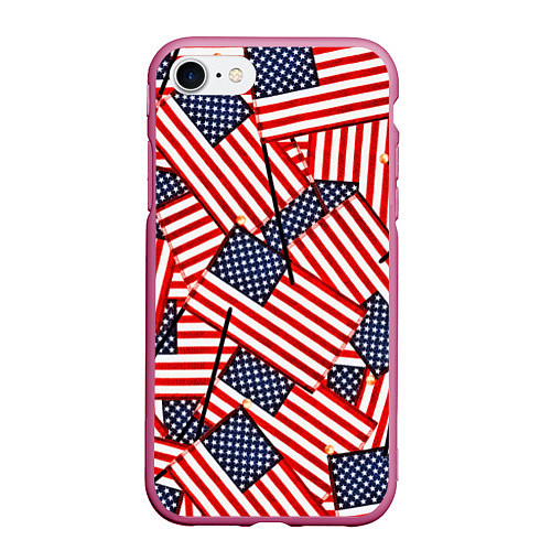 Чехол iPhone 7/8 матовый Америка / 3D-Малиновый – фото 1