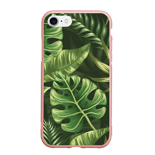 Чехол iPhone 7/8 матовый Доисторический лес / 3D-Светло-розовый – фото 1