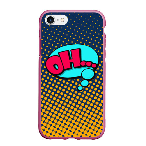Чехол iPhone 7/8 матовый Pop art: Ohh! / 3D-Малиновый – фото 1