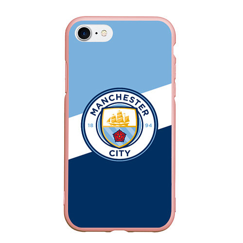 Чехол iPhone 7/8 матовый FC Manchester City: Colors / 3D-Светло-розовый – фото 1