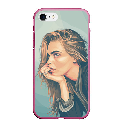 Чехол iPhone 7/8 матовый Cara Delevingne 3 / 3D-Малиновый – фото 1