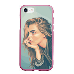 Чехол iPhone 7/8 матовый Cara Delevingne 3, цвет: 3D-малиновый