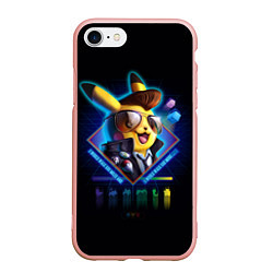 Чехол iPhone 7/8 матовый Retro Pikachu, цвет: 3D-светло-розовый