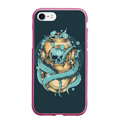 Чехол iPhone 7/8 матовый Осьминог в акваланге, цвет: 3D-малиновый