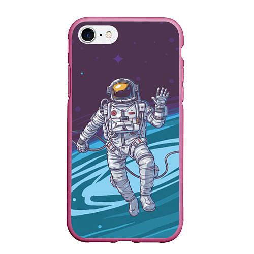 Чехол iPhone 7/8 матовый Привет из космоса / 3D-Малиновый – фото 1