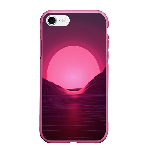 Чехол iPhone 7/8 матовый Cyber Sun / 3D-Малиновый – фото 1