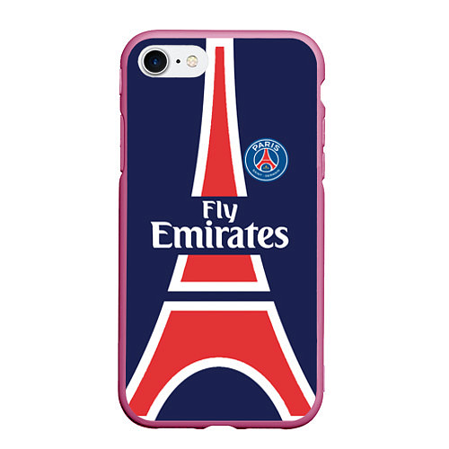 Чехол iPhone 7/8 матовый FC PSG: Paris Original / 3D-Малиновый – фото 1