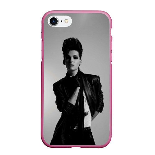 Чехол iPhone 7/8 матовый Bill Kaulitz: Mono photo / 3D-Малиновый – фото 1