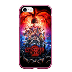 Чехол iPhone 7/8 матовый Stranger Things 2, цвет: 3D-малиновый