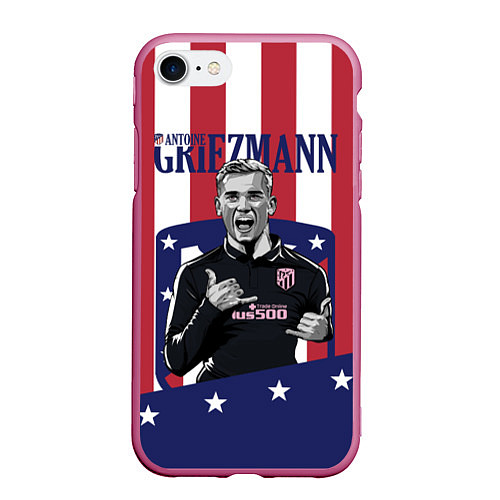 Чехол iPhone 7/8 матовый Griezmann: Atletico Star / 3D-Малиновый – фото 1