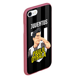 Чехол iPhone 7/8 матовый FC Juventus: Paulo Dybala, цвет: 3D-малиновый — фото 2