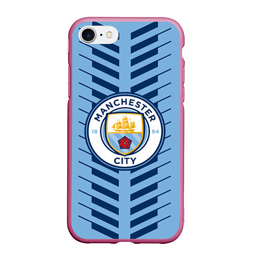 Чехол iPhone 7/8 матовый FC Manchester City: Creative / 3D-Малиновый – фото 1