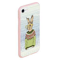 Чехол iPhone 7/8 матовый Кролик хипстер, цвет: 3D-светло-розовый — фото 2
