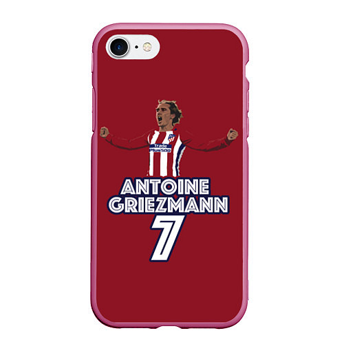 Чехол iPhone 7/8 матовый Antoine Griezmann 7 / 3D-Малиновый – фото 1