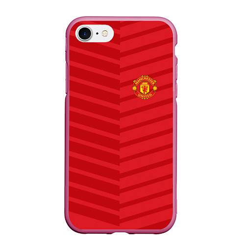 Чехол iPhone 7/8 матовый FC Manchester United: Reverse / 3D-Малиновый – фото 1