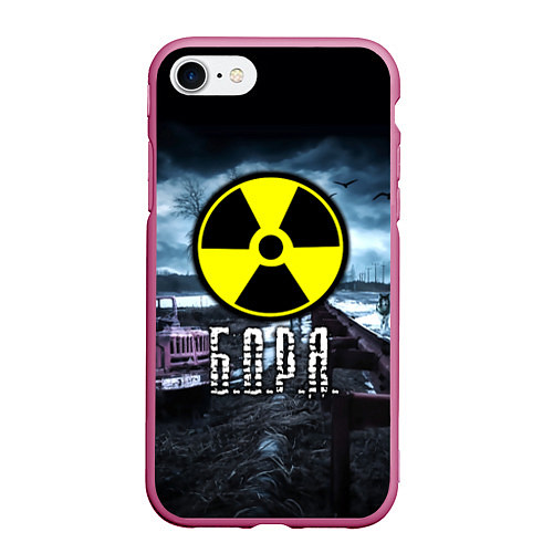 Чехол iPhone 7/8 матовый S.T.A.L.K.E.R: Боря / 3D-Малиновый – фото 1