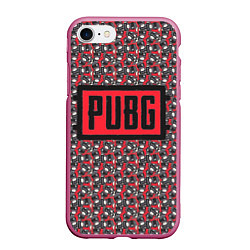 Чехол iPhone 7/8 матовый PUBG: Red Pattern, цвет: 3D-малиновый