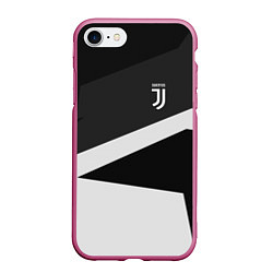 Чехол iPhone 7/8 матовый FC Juventus: Sport Geometry, цвет: 3D-малиновый