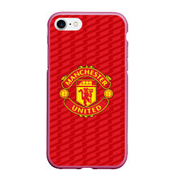 Чехол iPhone 7/8 матовый FC Manchester United: Creative, цвет: 3D-малиновый