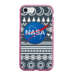 Чехол iPhone 7/8 матовый NASA: New Year, цвет: 3D-малиновый