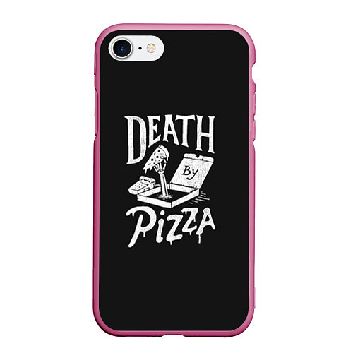 Чехол iPhone 7/8 матовый Death By Pizza / 3D-Малиновый – фото 1
