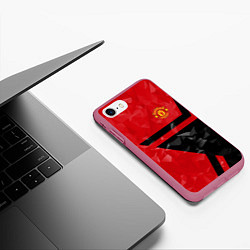 Чехол iPhone 7/8 матовый FCMU: Red & Black Star, цвет: 3D-малиновый — фото 2