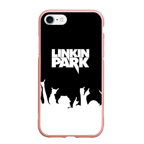 Чехол iPhone 7/8 матовый Linkin Park: Black Rock / 3D-Светло-розовый – фото 1