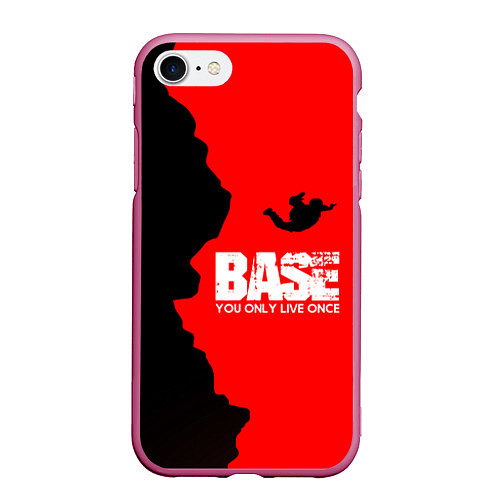 Чехол iPhone 7/8 матовый Base Jumping: B&R / 3D-Малиновый – фото 1