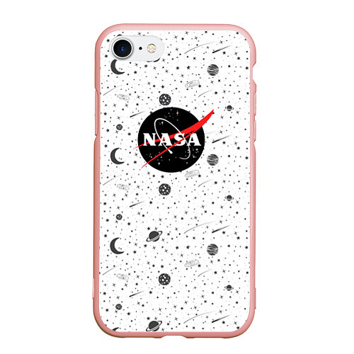 Чехол iPhone 7/8 матовый NASA: Moonlight / 3D-Светло-розовый – фото 1