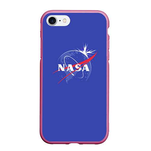 Чехол iPhone 7/8 матовый NASA: Blue Space / 3D-Малиновый – фото 1