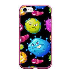 Чехол iPhone 7/8 матовый Веселые микробы, цвет: 3D-малиновый