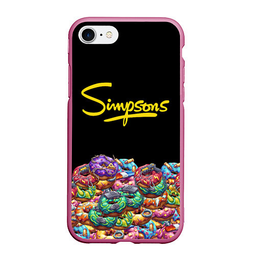 Чехол iPhone 7/8 матовый Simpsons Donuts / 3D-Малиновый – фото 1