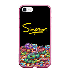 Чехол iPhone 7/8 матовый Simpsons Donuts, цвет: 3D-малиновый