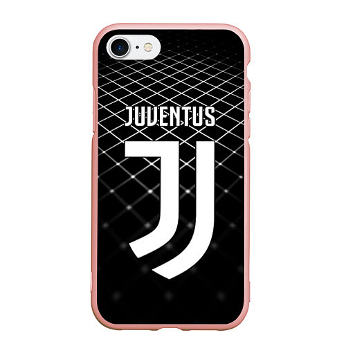 Чехол iPhone 7/8 матовый FC Juventus: Black Lines / 3D-Светло-розовый – фото 1