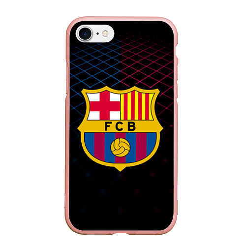 Чехол iPhone 7/8 матовый FC Barcelona Lines / 3D-Светло-розовый – фото 1