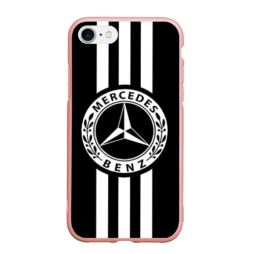 Чехол iPhone 7/8 матовый Mercedes-Benz Black / 3D-Светло-розовый – фото 1