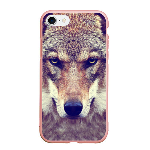 Чехол iPhone 7/8 матовый Angry Wolf / 3D-Светло-розовый – фото 1