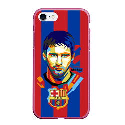 Чехол iPhone 7/8 матовый Lionel Messi, цвет: 3D-малиновый