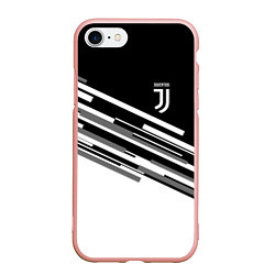Чехол iPhone 7/8 матовый FC Juventus: B&W Line, цвет: 3D-светло-розовый