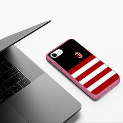 Чехол iPhone 7/8 матовый АC Milan: R&W, цвет: 3D-малиновый — фото 2