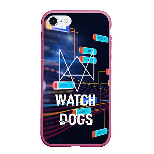 Чехол iPhone 7/8 матовый Watch Dogs / 3D-Малиновый – фото 1