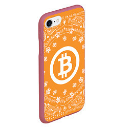 Чехол iPhone 7/8 матовый Bitcoin Mandala, цвет: 3D-малиновый — фото 2