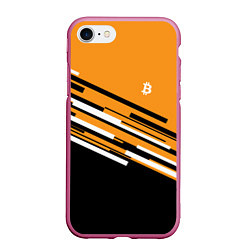 Чехол iPhone 7/8 матовый Bitcoin Lines, цвет: 3D-малиновый