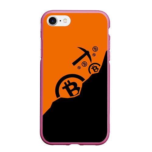 Чехол iPhone 7/8 матовый Bitcoin Mining / 3D-Малиновый – фото 1