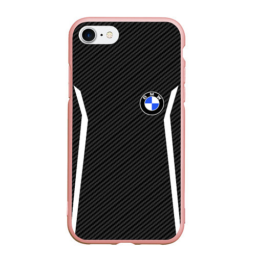 Чехол iPhone 7/8 матовый BMW CARBON БМВ КАРБОН / 3D-Светло-розовый – фото 1