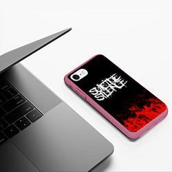 Чехол iPhone 7/8 матовый Suicide Silence: Red Flame, цвет: 3D-малиновый — фото 2