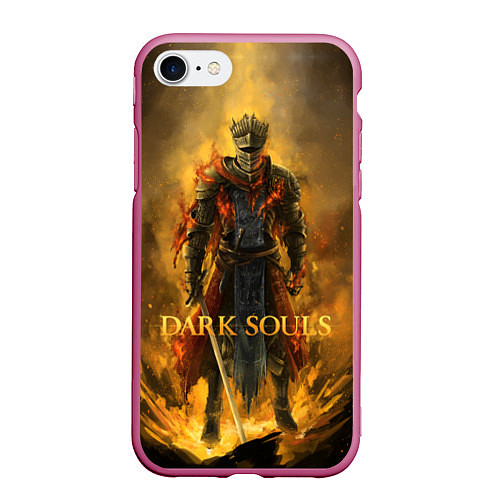 Чехол iPhone 7/8 матовый Dark Souls: Flame Knight / 3D-Малиновый – фото 1