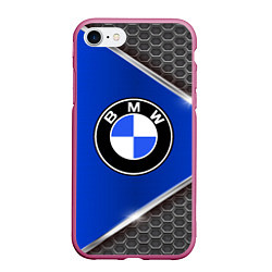 Чехол iPhone 7/8 матовый BMW: Blue Metallic, цвет: 3D-малиновый