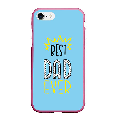 Чехол iPhone 7/8 матовый Best Dad Ever / 3D-Малиновый – фото 1